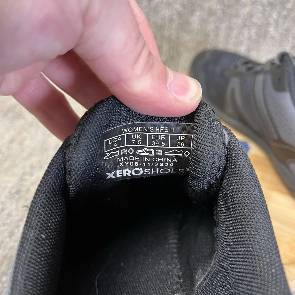 Xero Shoes HFS II Womens Size 9 Black Gray Barefoot Minimalist Running Shoes Gym